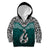 Aotearoa New Zealand Kid Hoodie Silver Fern and Matau with Maori Tribal Turquoise Style LT03 - Polynesian Pride