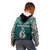 Aotearoa New Zealand Kid Hoodie Silver Fern and Matau with Maori Tribal Turquoise Style LT03 - Polynesian Pride