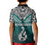 Aotearoa New Zealand Kid Polo Shirt Silver Fern and Matau with Maori Tribal Turquoise Style LT03 - Polynesian Pride