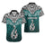 Custom Aotearoa New Zealand Hawaiian Shirt Silver Fern and Matau with Maori Tribal Turquoise Style LT03 - Polynesian Pride