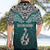 Custom Aotearoa New Zealand Hawaiian Shirt Silver Fern and Matau with Maori Tribal Turquoise Style LT03 - Polynesian Pride