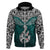 Custom Aotearoa New Zealand Hoodie Silver Fern and Matau with Maori Tribal Turquoise Style LT03 Zip Hoodie Turquoise - Polynesian Pride