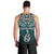 Custom Aotearoa New Zealand Men Tank Top Silver Fern and Matau with Maori Tribal Turquoise Style LT03 - Polynesian Pride