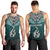 Custom Aotearoa New Zealand Men Tank Top Silver Fern and Matau with Maori Tribal Turquoise Style LT03 - Polynesian Pride