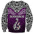 Aotearoa New Zealand Sweatshirt Silver Fern and Matau with Maori Tribal Pink Style LT03 - Polynesian Pride