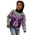 Custom Aotearoa New Zealand Kid Hoodie Silver Fern and Matau with Maori Tribal Pink Style LT03 - Polynesian Pride