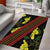 Samoan Culture Area Rug Hibiscus and Ula Fala with Tapa Pattern Black Color