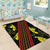 Samoan Culture Area Rug Hibiscus and Ula Fala with Tapa Pattern Black Color