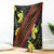 Samoan Culture Blanket Hibiscus and Ula Fala with Tapa Pattern Black Color