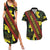 Samoan Culture Couples Matching Summer Maxi Dress and Hawaiian Shirt Hibiscus and Ula Fala with Tapa Pattern Black Color