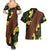 Samoan Culture Couples Matching Summer Maxi Dress and Hawaiian Shirt Hibiscus and Ula Fala with Tapa Pattern Black Color