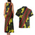 Samoan Culture Couples Matching Tank Maxi Dress and Hawaiian Shirt Hibiscus and Ula Fala with Tapa Pattern Black Color