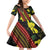 Samoan Culture Family Matching Off Shoulder Short Dress and Hawaiian Shirt Hibiscus and Ula Fala with Tapa Pattern Black Color