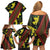 Samoan Culture Family Matching Off Shoulder Short Dress and Hawaiian Shirt Hibiscus and Ula Fala with Tapa Pattern Black Color