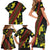 Samoan Culture Family Matching Short Sleeve Bodycon Dress and Hawaiian Shirt Hibiscus and Ula Fala with Tapa Pattern Black Color