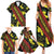 Samoan Culture Family Matching Summer Maxi Dress and Hawaiian Shirt Hibiscus and Ula Fala with Tapa Pattern Black Color