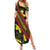 Samoan Culture Family Matching Summer Maxi Dress and Hawaiian Shirt Hibiscus and Ula Fala with Tapa Pattern Black Color