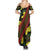 Samoan Culture Family Matching Summer Maxi Dress and Hawaiian Shirt Hibiscus and Ula Fala with Tapa Pattern Black Color