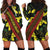 Samoan Culture Hoodie Dress Hibiscus and Ula Fala with Tapa Pattern Black Color