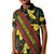 Samoan Culture Kid Polo Shirt Hibiscus and Ula Fala with Tapa Pattern Black Color