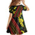 Samoan Culture Kid Short Sleeve Dress Hibiscus and Ula Fala with Tapa Pattern Black Color