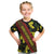 Samoan Culture Kid T Shirt Hibiscus and Ula Fala with Tapa Pattern Black Color