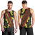 Samoan Culture Men Tank Top Hibiscus and Ula Fala with Tapa Pattern Black Color