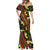 Samoan Culture Mermaid Dress Hibiscus and Ula Fala with Tapa Pattern Black Color