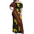 Samoan Culture Off Shoulder Maxi Dress Hibiscus and Ula Fala with Tapa Pattern Black Color