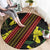 Samoan Culture Round Carpet Hibiscus and Ula Fala with Tapa Pattern Black Color