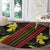 Samoan Culture Round Carpet Hibiscus and Ula Fala with Tapa Pattern Black Color