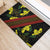 Samoan Culture Rubber Doormat Hibiscus and Ula Fala with Tapa Pattern Black Color