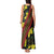 Samoan Culture Tank Maxi Dress Hibiscus and Ula Fala with Tapa Pattern Black Color