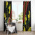 Samoan Culture Window Curtain Hibiscus and Ula Fala with Tapa Pattern Black Color