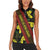 Samoan Culture Women Sleeveless Polo Shirt Hibiscus and Ula Fala with Tapa Pattern Black Color