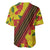 Samoan Culture Baseball Jersey Hibiscus and Ula Fala with Tapa Pattern YellowColor