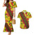 Samoan Culture Couples Matching Mermaid Dress and Hawaiian Shirt Hibiscus and Ula Fala with Tapa Pattern YellowColor