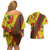 Samoan Culture Couples Matching Off Shoulder Short Dress and Hawaiian Shirt Hibiscus and Ula Fala with Tapa Pattern YellowColor