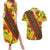 Samoan Culture Couples Matching Summer Maxi Dress and Hawaiian Shirt Hibiscus and Ula Fala with Tapa Pattern YellowColor