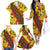 Samoan Culture Family Matching Off The Shoulder Long Sleeve Dress and Hawaiian Shirt Hibiscus and Ula Fala with Tapa Pattern YellowColor