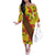 Samoan Culture Family Matching Off The Shoulder Long Sleeve Dress and Hawaiian Shirt Hibiscus and Ula Fala with Tapa Pattern YellowColor