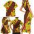 Samoan Culture Family Matching Short Sleeve Bodycon Dress and Hawaiian Shirt Hibiscus and Ula Fala with Tapa Pattern YellowColor