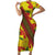 Samoan Culture Family Matching Short Sleeve Bodycon Dress and Hawaiian Shirt Hibiscus and Ula Fala with Tapa Pattern YellowColor