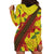 Samoan Culture Hoodie Dress Hibiscus and Ula Fala with Tapa Pattern YellowColor