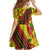 Samoan Culture Kid Short Sleeve Dress Hibiscus and Ula Fala with Tapa Pattern YellowColor