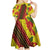 Samoan Culture Kid Short Sleeve Dress Hibiscus and Ula Fala with Tapa Pattern YellowColor