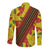 Samoan Culture Long Sleeve Button Shirt Hibiscus and Ula Fala with Tapa Pattern YellowColor