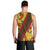 Samoan Culture Men Tank Top Hibiscus and Ula Fala with Tapa Pattern YellowColor