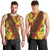 Samoan Culture Men Tank Top Hibiscus and Ula Fala with Tapa Pattern YellowColor