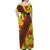 Samoan Culture Off Shoulder Maxi Dress Hibiscus and Ula Fala with Tapa Pattern YellowColor